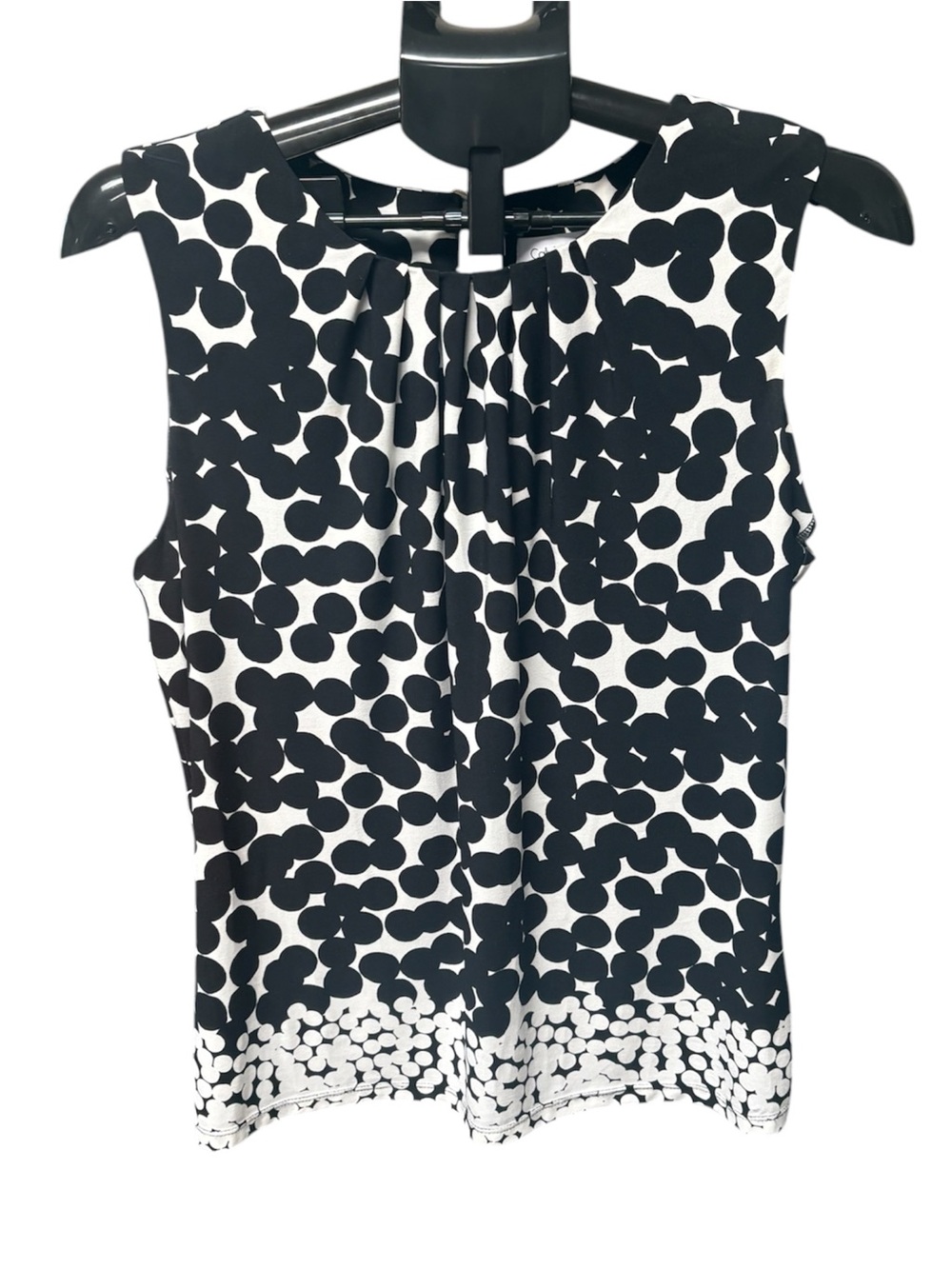 Calvin Klein Sleeveless Black & White Polka Dot Shell Top
